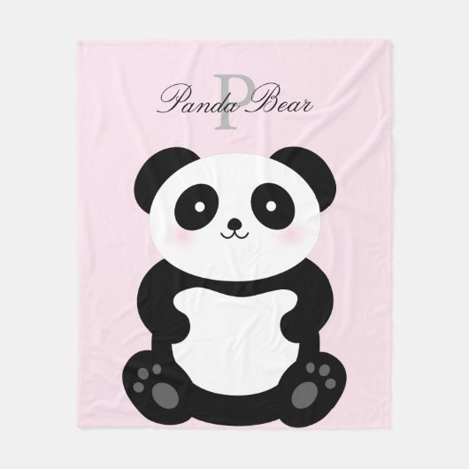Couverture Polaire Mignonne fille bébé Panda Ours Monogramme (Devant)