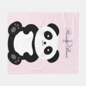 Couverture Polaire Mignonne fille bébé Panda Ours Monogramme (Devant (Horizontal))