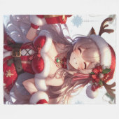 Couverture Polaire mignonne fille de Noël anime (Devant (Horizontal))
