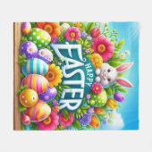 Couverture Polaire Mignonne lapin de printemps/Pâques avec oeuf (Devant (Horizontal))