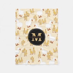 Couverture Polaire Mignonne Mère Canard & Bébé Motif Monogramme