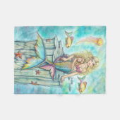 Couverture Polaire Mignonne mère et fille Sirène Imaginaire Art (Devant (Horizontal))