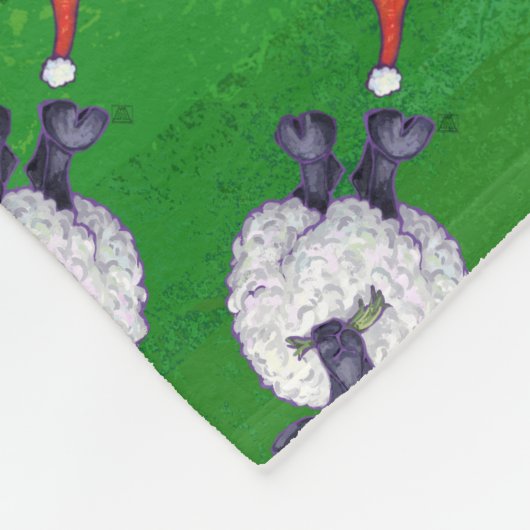 Couverture Polaire Mignonne mouton à Santa Chapeau sur vert (Coin)