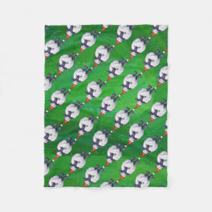 Couverture Polaire Mignonne mouton à Santa Chapeau sur vert