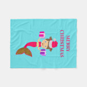Couverture Polaire Mignonne Noël Sirène fille Santa Chapeau en mer (Devant (Horizontal))