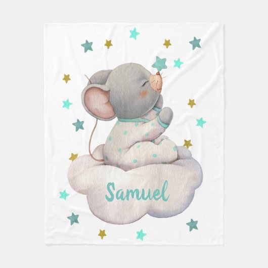 Couverture Polaire Mignonne nuage de souris pour bébé garçon (Devant)
