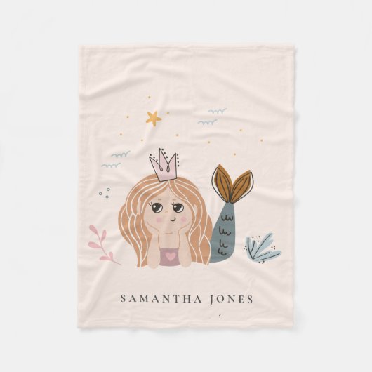 Couverture Polaire Mignonne Petite Maillot Sirène Aquarelle Fille (Devant)