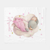 Couverture Polaire Mignonne petite souris dort sur un nuage (Devant (Horizontal))