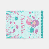 Couverture Polaire Mignonne sirène fille personnalisée (Devant (Horizontal))