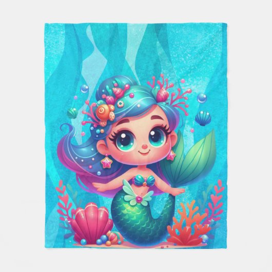 Couverture Polaire Mignonne sirène sous-marine (Devant)