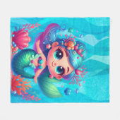 Couverture Polaire Mignonne sirène sous-marine (Devant (Horizontal))