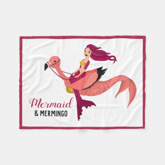 Couverture Polaire Mignonne sirène violet et fille Flamant rose Meill (Devant (Horizontal))