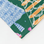 Couverture Polaire Mignons arbres de Noël sur vert Nom de famille (Coin)