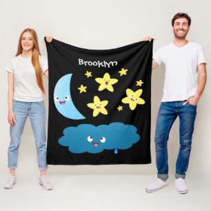 Couverture Polaire Mignons étoiles chantant, lune et bande dessinée d