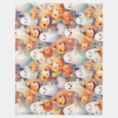 Couverture Polaire Mignons halloween citrouilles et fantômes (Devant)