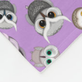 Couverture Polaire Mignons hiboux sur fond violet (Coin)