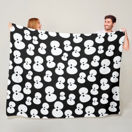 Couverture Polaire Mignons Noir et Blanc Éffrayant Yeux Motif Hallowe (En situation)