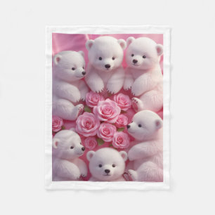 Couverture Polaire Mignons oursons polaires blancs et roses roses béb