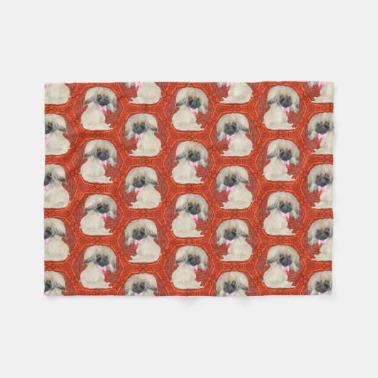 Couverture Polaire Mignons petits chiens pékinois (Devant (Horizontal))