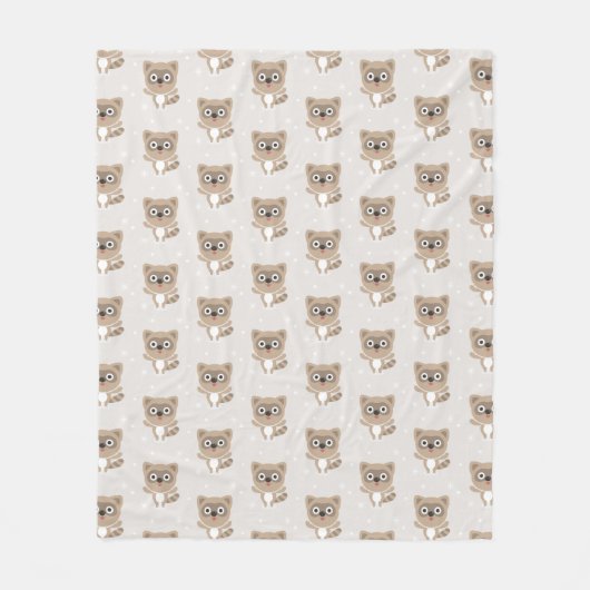 Couverture Polaire Mignons ratons laveurs de dessin animé motif d'hiv (Devant)