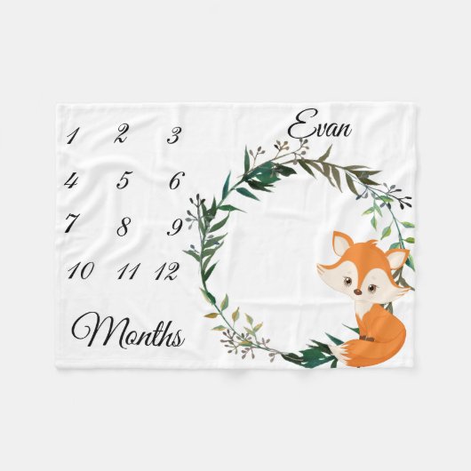 Couverture Polaire Milestone Baby Fox Leaf Gardiens de la couronne (Devant (Horizontal))