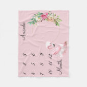Couverture Polaire Milestone Ballerina Flamant rose Fleur Baby Keepsa (Devant)