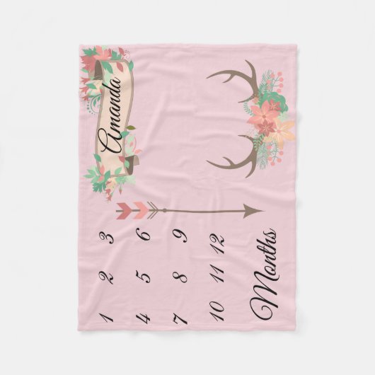 Couverture Polaire Milestone Chic Antler Flèches Fleurs Baby Keepsaké (Devant)