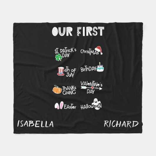 Couverture Polaire Milestone jumeaux mon premier Holiday moderne bébé (Devant (Horizontal))