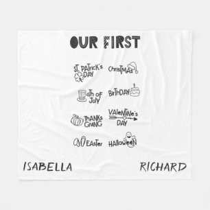 Couverture Polaire Milestone jumeaux mon premier Holiday moderne bébé