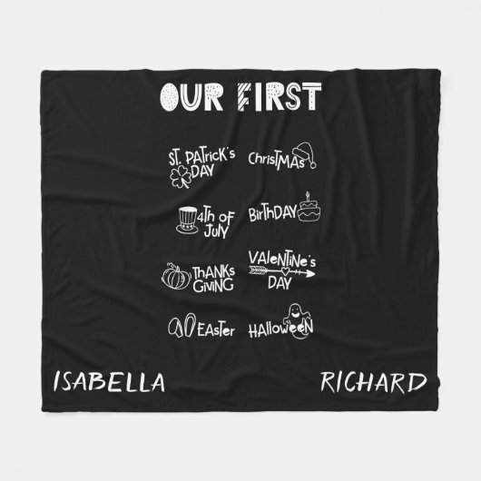 Couverture Polaire Milestone jumeaux mon premier Holiday moderne bébé (Devant (Horizontal))