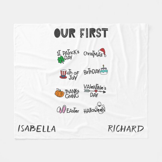 Couverture Polaire Milestone jumeaux mon premier Holiday moderne bébé (Devant (Horizontal))