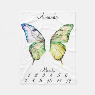 Couverture Polaire Milestone rose papillon ailes Baby Keepsaké