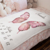 Couverture Polaire Milestone rose papillon ailes Baby Keepsaké