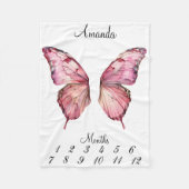 Couverture Polaire Milestone rose papillon ailes Baby Keepsaké (Devant)
