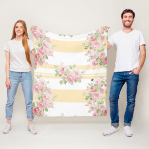 Couverture Polaire Milieu de rayure de renoncule de roses d'été de