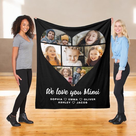Couverture Polaire Mimi We Love you Heart Modern Photo Collage