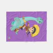 Couverture Polaire Min & Clover | Joyeux Cowgirl & Brontosaurus Ride (Devant (Horizontal))
