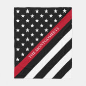 Couverture Polaire Mince Red Line Firefighter Drapeau Nom du monogram (Devant)