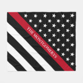 Couverture Polaire Mince Red Line Firefighter Drapeau Nom du monogram (Devant (Horizontal))
