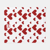 Couverture Polaire Mini, coeur rouge, monogramme arrière - plan blanc (Devant (Horizontal))