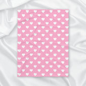 Couverture Polaire Mini Coeurs blancs sur rose