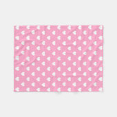 Couverture Polaire Mini Coeurs blancs sur rose (Devant (Horizontal))