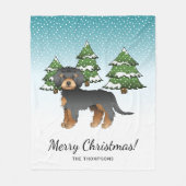 Couverture Polaire Mini Goldendoodle noir et fauve - Forêt hivernale (Devant)