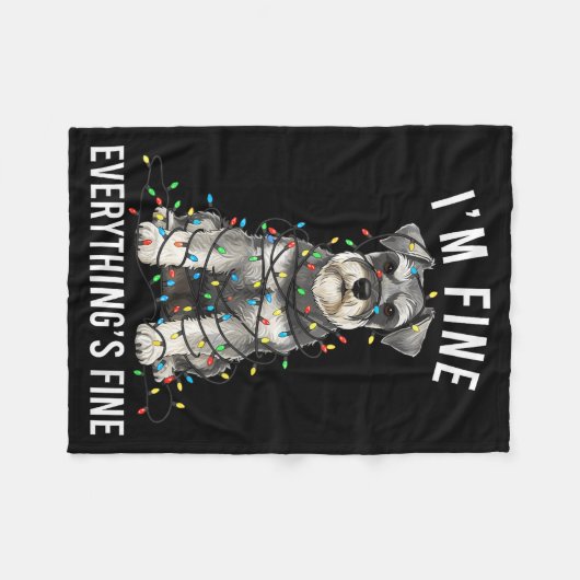 Couverture Polaire Miniature Schnauzer Christmas I'm Fine Everything (Devant (Horizontal))