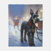 Couverture Polaire Miniature Schnauzer période festive de Noël (Devant)