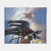 Couverture Polaire Miniature Schnauzer période festive de Noël (Devant (Horizontal))
