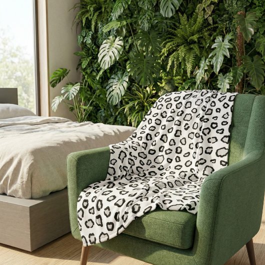 Couverture Polaire Minimal Black & White Snow Leopard Inspired Print