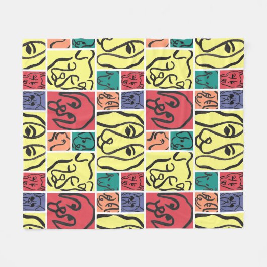 Couverture Polaire Minimal Dogs Line Art Collage (Devant (Horizontal))