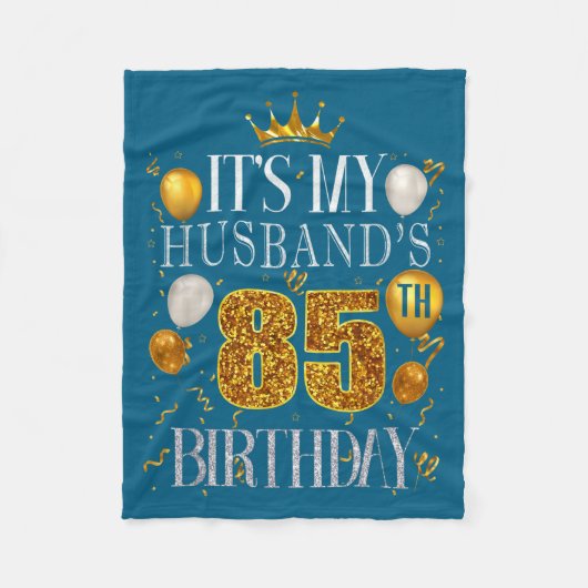 Couverture Polaire Minimal It's Husband's 85th Birthday Happy (Devant)