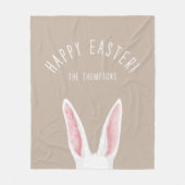 Couverture Polaire Minimal White Bunny Ears On Beige Happy Easter (Devant)